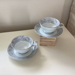 Set of (2) Noritake “Graycrest” Cup & Saucer Sets